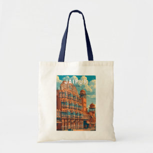 Jaipur India Illustration Travel Art Vintage Tote Bag