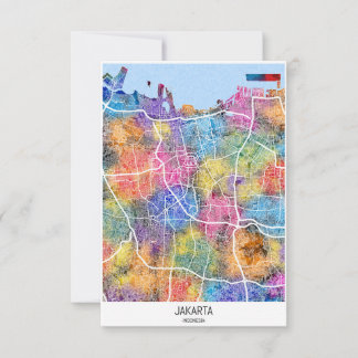 Jakarta Indonesia City Map Thank You Card