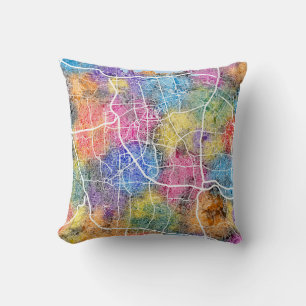 Jakarta Indonesia City Map Throw Pillow