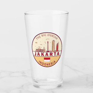 Jakarta Indonesia City Skyline Emblem Glass