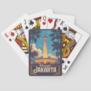 Jakarta Indonesia Illustration Travel Art Vintage Playing Cards