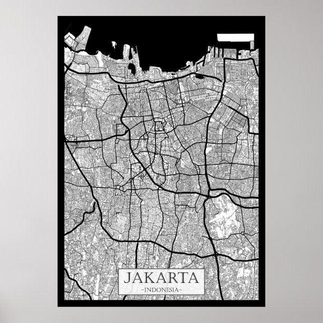 Jakarta Indonesia Map Poster (Front)