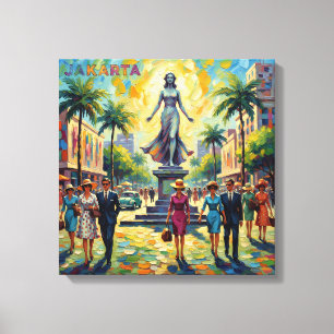 Jakarta Indonesia Monument Square Stretched Canvas Print
