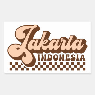 Jakarta Indonesia Retro Brown Text Sticker