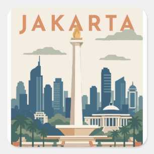 Jakarta Indonesia Travel Poster Square Sticker
