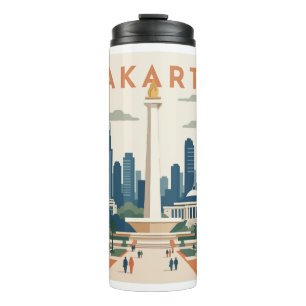 Jakarta Indonesia Travel Poster Thermal Tumbler