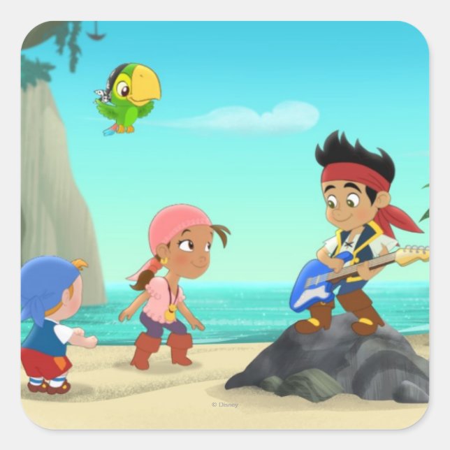 Jake and the Neverland Pirates | Guitar Scene Square Sticker (Front)
