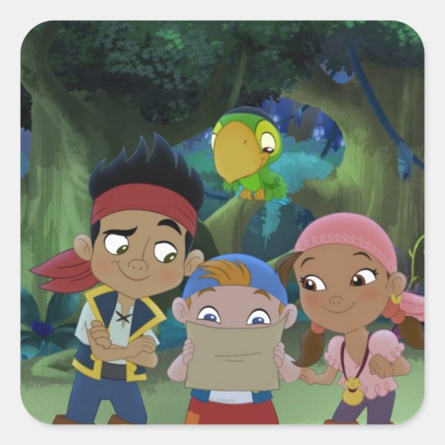 Jake and the Neverland Pirates | Treasure Map Square Sticker (Front)