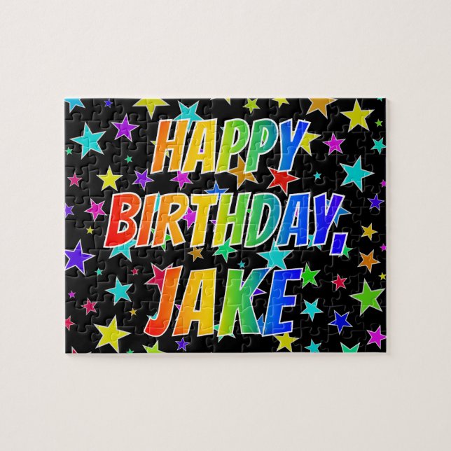 "JAKE" First Name, Fun "HAPPY BIRTHDAY" Jigsaw Puzzle (Horizontal)