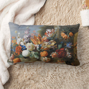 Jakob Bogdani Tulips Peonies and other Flowers     Lumbar Pillow