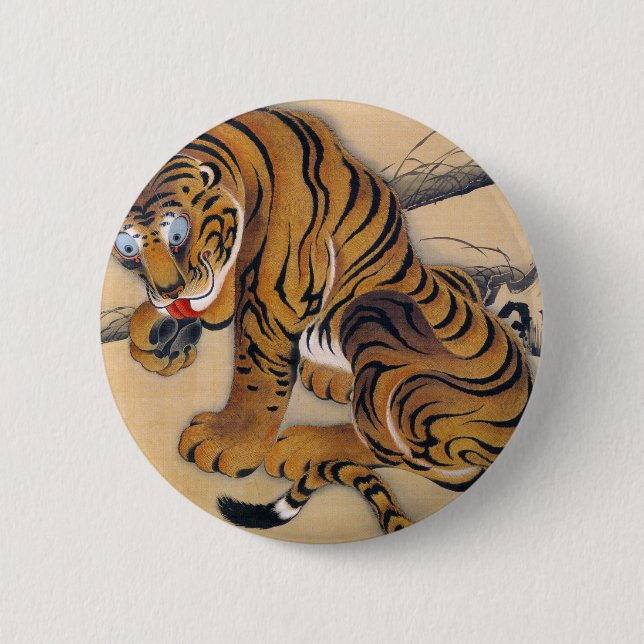 Jakuchu_Tiger 2 Inch Round Button (Front)