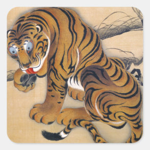 Jakuchu_Tiger Square Sticker