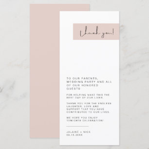 JALAINE Modern Blush Pink Wedding Plate Thank You Menu