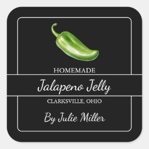 Jalapeno Jelly Carré Étiquette noir