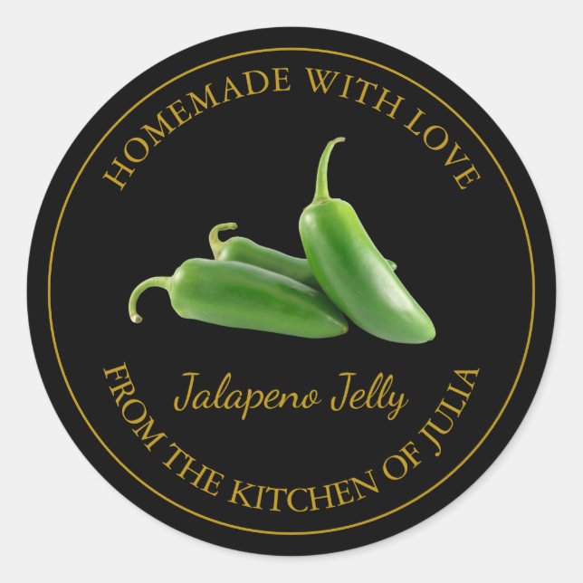 Jalapeno Jelly Étiquette maison | Noir (Devant)
