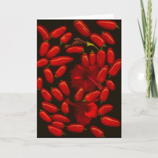 Jalapeños and Hibiscus greeting card (Front)