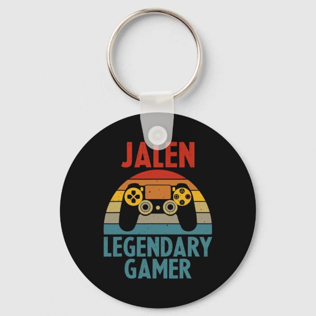 Jalen Gift Name Personalized Funny Gaming Geek Bir Keychain (Front)