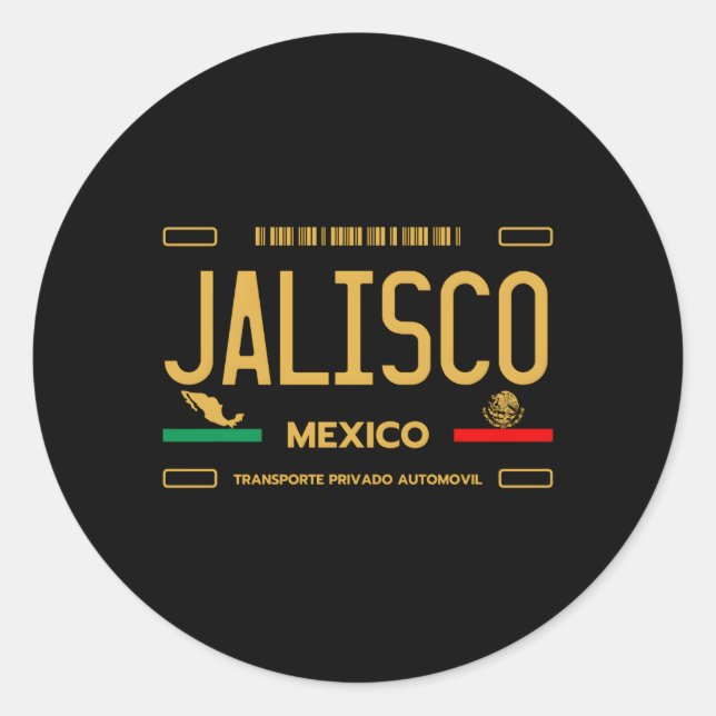 Jalisco Mexico License Plate Aesthetic Jalisco Classic Round Sticker (Front)