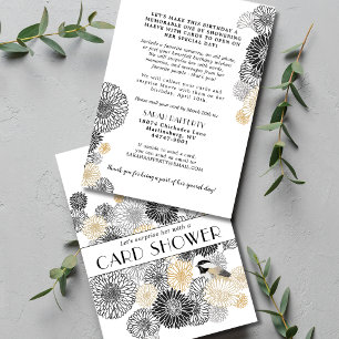 Jalon Anniversaire Noir et Or Carte Douche