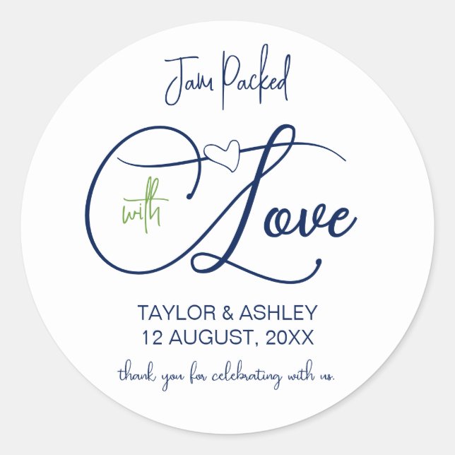 Jam Packed Jam Jar Wedding Label (Front)