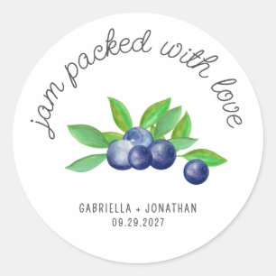 Jam Packed With Love Blueberry Jam Wedding Favour  Classic Round Sticker