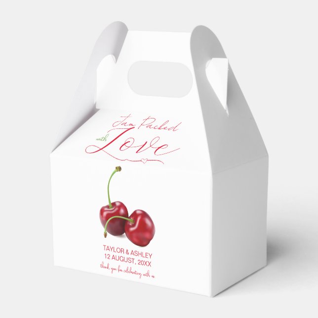 Jam Packed with Love Cherry Fruit Wedding Favor Box (Front Side)