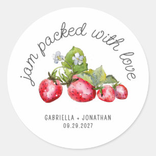 Jam Packed With Love Strawberry Jam Wedding Favour Classic Round Sticker