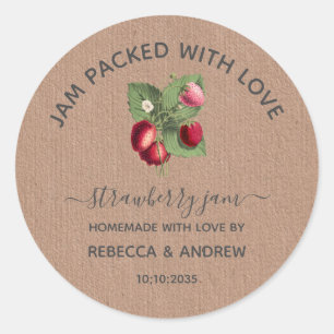 Jam Packed with Love Strawberry Jam Wedding Favour Classic Round Sticker