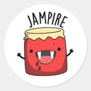 Jam-pire Funny Vampire Jam Pun  Classic Round Sticker
