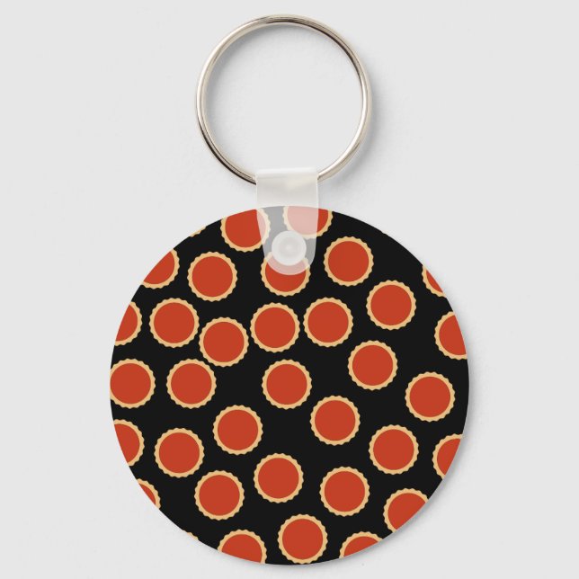 Jam Tart Pattern. Strawberry Red. Pies. Keychain (Front)