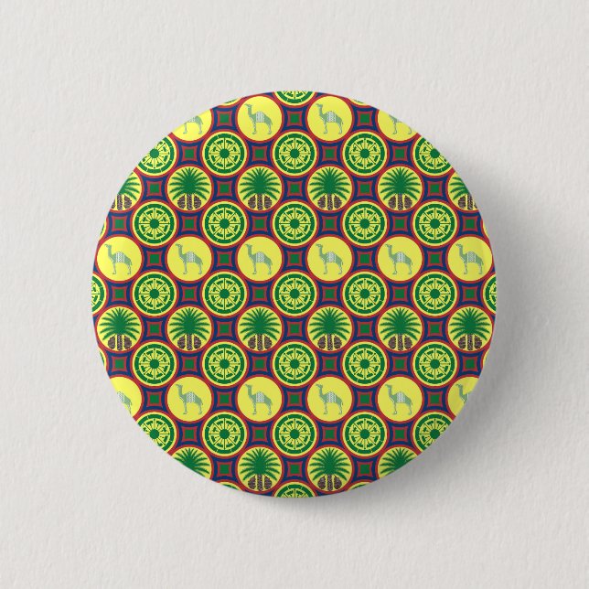 Jamahiri ® Libya | Africa Pattern 2 Inch Round Button (Front)