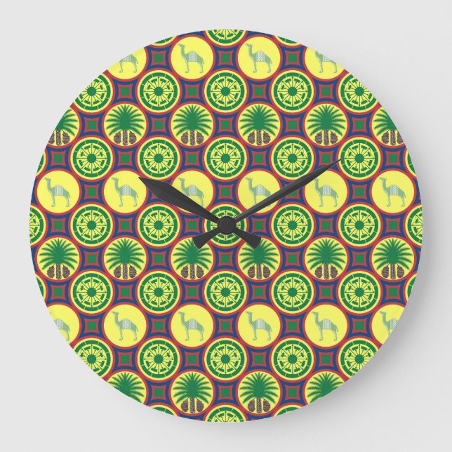 Jamahiri ® Libya | Africa Pattern  Large Clock (Front)