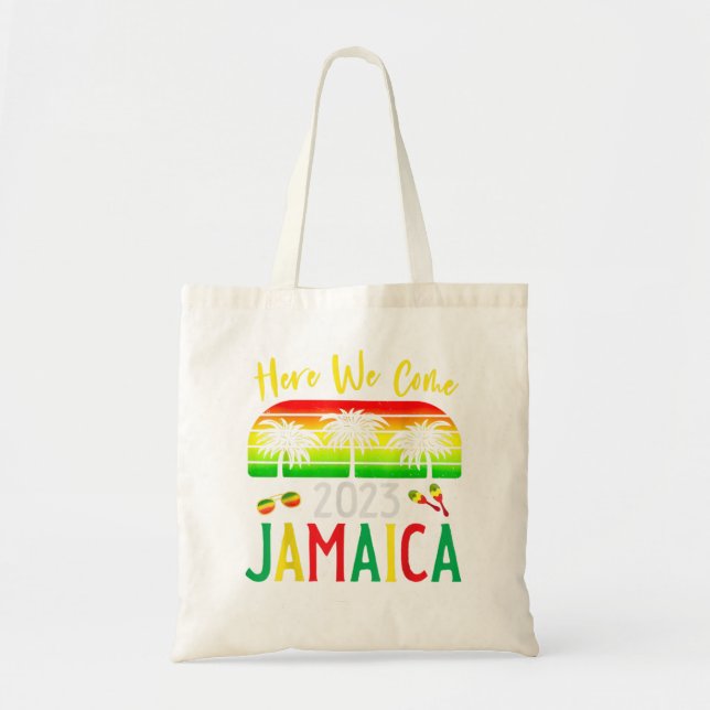 Jamaica 2023 Here We Come Matching Family Vacation Tote Bag (Front)