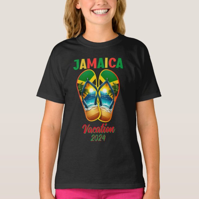 Jamaica 2024 Flip Flop Vacation Tropical Beach  T-Shirt (Front)