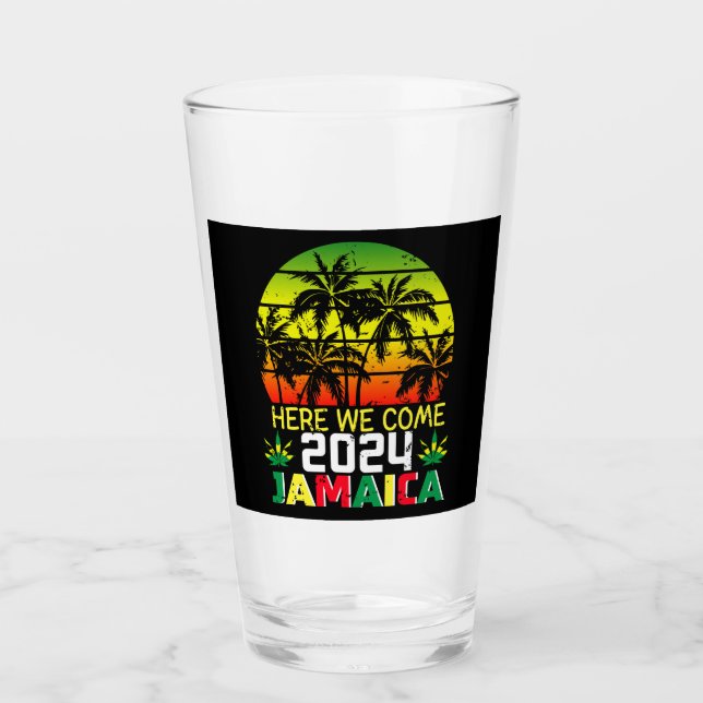 Jamaica 2024 Here We Come Drinking Glass (Front)