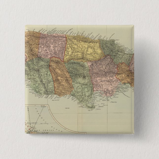 Jamaica 2 inch square button (Front)