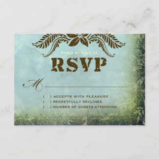 JAMAICA 2 RSVP Vintage Blue Green Linen Paper