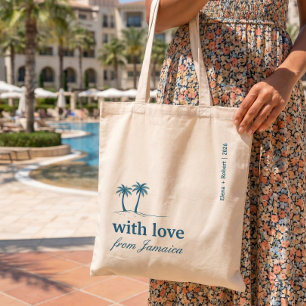 Jamaica Add Your Destination Blue Wedding Welcome Tote Bag
