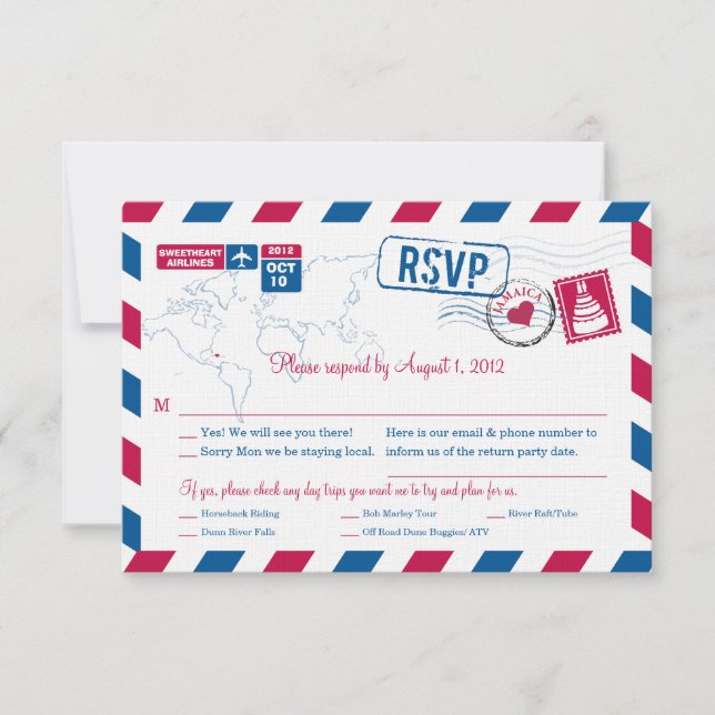 JAMAICA Air Mail Wedding RSVP (Devant)