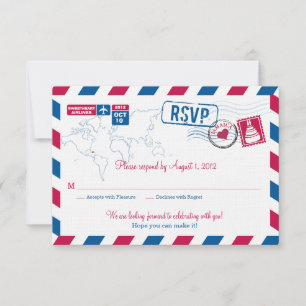 JAMAICA Air Mail Wedding RSVP Card