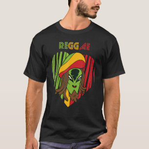 Jamaica Alien Reggae Heart Rasta Souvenir Rastafar T-Shirt