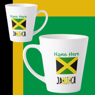Jamaica and Jamaican Flag Green Personalization  Latte Mug