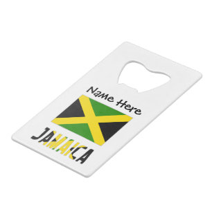 Jamaica and Jamaican Flag Personalized Credit Card Bottle Opener