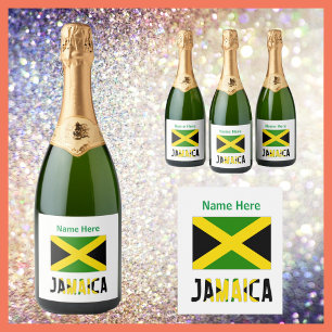 Jamaica and Jamaican Flag Personalized Sparkling Wine Label