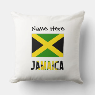 Jamaica and Jamaican Flag Personalized  Throw Pillow