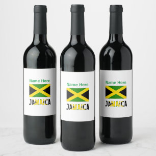 Jamaica and Jamaican Flag Personalized Wine Label