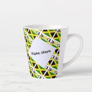 Jamaica and Jamaican Flag Tiled Personalized  Latte Mug