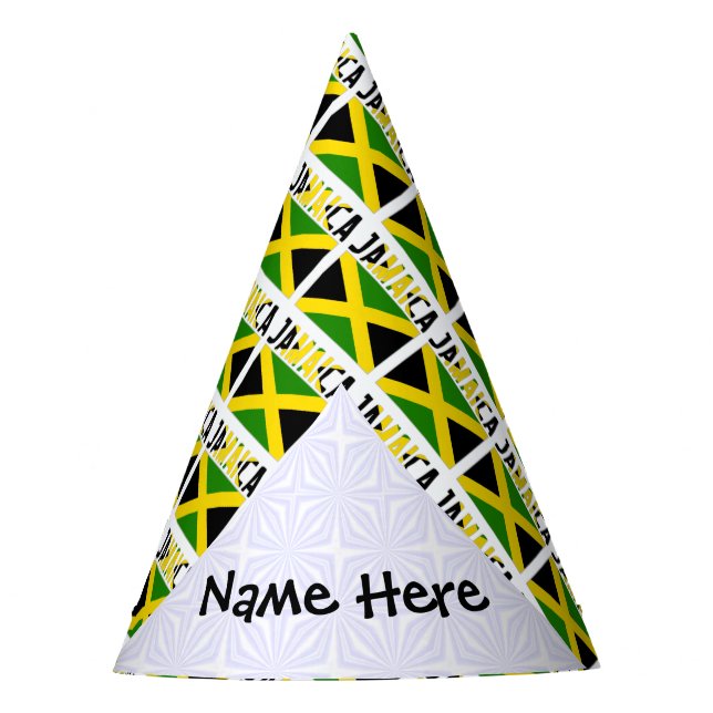Jamaica and Jamaican Flag Tiled with Your Name Party Hat (Front)