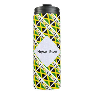Jamaica and Jamaican Flag Tiled with Your Name Thermal Tumbler