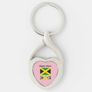 Jamaica and Jamaican Flag with Your Name Keychain